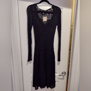Anthropologie black lace dress with long sleeves NWT